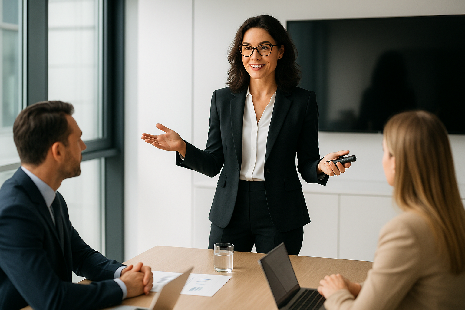 Líder presentando soluciones a clientes